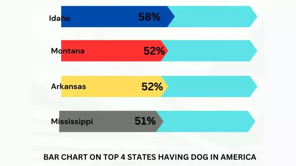 bar chart on top 4 states having dog in america, america dog bar chart, top 4 states having dog in america bar chart, having dog in america bar chart, happy hungry pets 